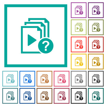 Unknown playlist flat color icons with quadrant frames
