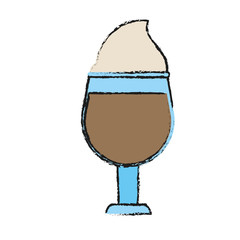 coffee beverage with whipped cream in glass cup icon image vector illustration design