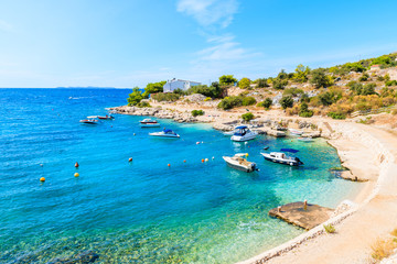 Bay with wonderful beach between Sibenik and Primosten towns, Dalmatia, Croatia