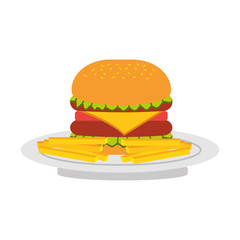 burger fast food tasty delicious snack lunch vector illustration