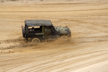 Exciting off road drivig in a sand winning pit