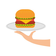 burger fast food tasty delicious snack lunch vector illustration