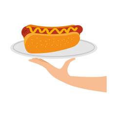 fast food hot dog sausage and mustard dinner vector illustration