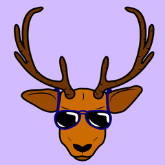 Steep Deer with glasses, icon, vector