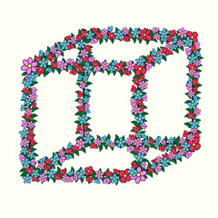 Flower cube, vector