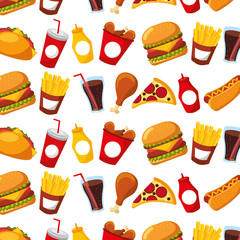 fast food menu restaurant seamless pattern design vector illustration