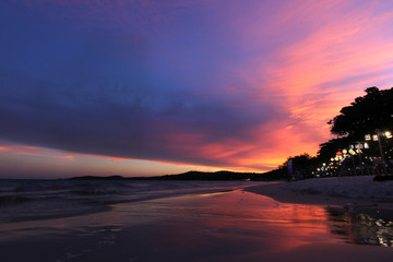 beautiful sunset over the sea beach