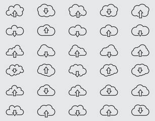 Cloud line icons Set, outline vector illustration, linear pictogram
