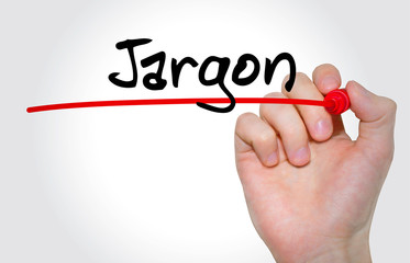 Hand writing inscription Jargon with marker, concept