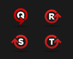 Set of Circle Arrow Logo Icon Design with Letter. Template Element in Vector.