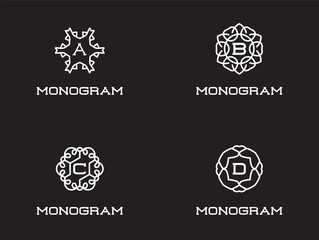 Set of Compact Monogram Design Template with Letter. Vector Illustration Premium Elegant Quality.