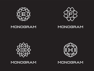 Set of Compact Monogram Design Template with Letter. Vector Illustration Premium Elegant Quality.