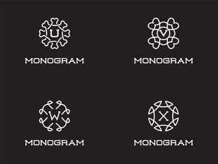 Set of Compact Monogram Design Template with Letter. Vector Illustration Premium Elegant Quality.
