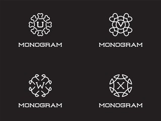 Set of Compact Monogram Design Template with Letter. Vector Illustration Premium Elegant Quality.