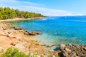 Fototapeta na wymiar Beautiful coast of Brac island near Bol town, Croatia