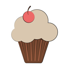 cupcake with cherry icon image vector illustration design 