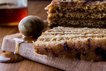 Honey Cake with Walnut and Caramel Cream.