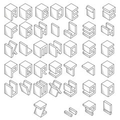 alphabet illustration consisting of letters and numbers in the form of a cube