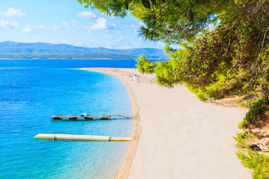 View Of Famous Golden Horn Beach At Bol On Brac Island Of Croatia In Summertime