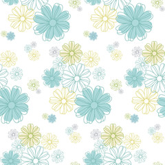 Seamless flower pattern, cute floral texture, vector illustration.