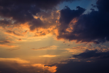 Sky and clouds at sunset as background