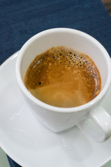 hot coffee in white mug