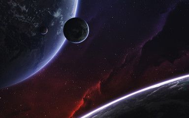 Obraz na płótnie Canvas Deep space landscape with realistic planets. Elements of this image furnished by NASA