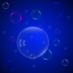soap bubbles on a blue background