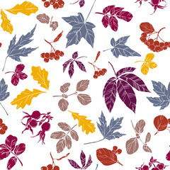 Fall, Autumn or Thanksgiving seamless and tileable background. Colorful hand drawn illustration for your design.