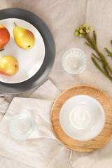 Pears in a plate on the table