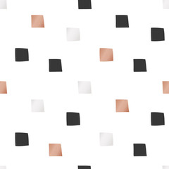 White Christmas and New Year's wrapping paper with sqares of gold and bronze foil. Seamless vector pattern.