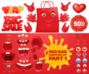 Red sale bag emoticon character creation kit