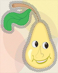 Cheerful yellow pear on an abstract background.