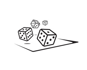 throwing dices illustration,  icon design, isolated on white background