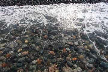 pebbles on the seabed transparent water