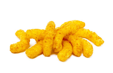 Peanut, corn puffs isolated with white background