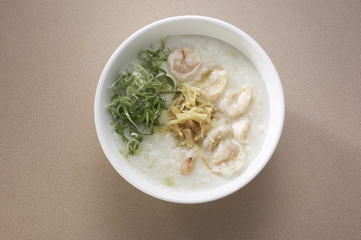 Congee with shrimps and dried scallops