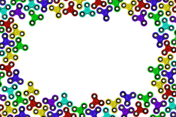 Frame of colored spinners on white background.