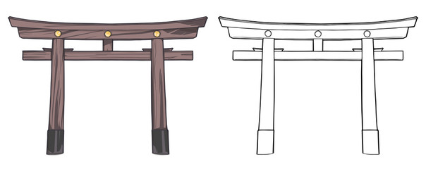 Illustration of japanese style temple gate