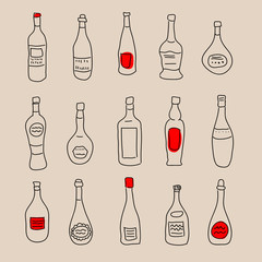 Collection of stylized hand-drawn spirits for design