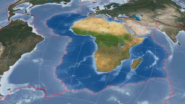 African tectonic plate extruded and rotated against the map in the Azimuthal Equidistant projection. Blue Marble