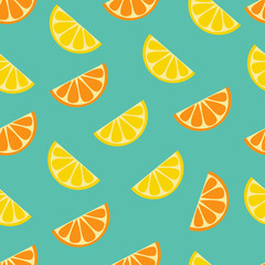 Lemon and orange slices seamless pattern