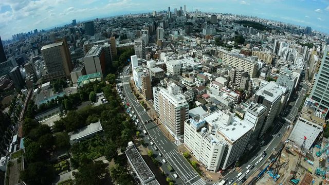 Tokyo landscape seen with fisheye time lapse　4k