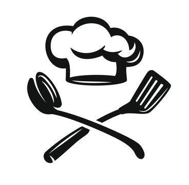 Chef hat with kitchen utensils