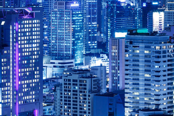 Fototapeta na wymiar aerial view of modern office and condominium buildings at night