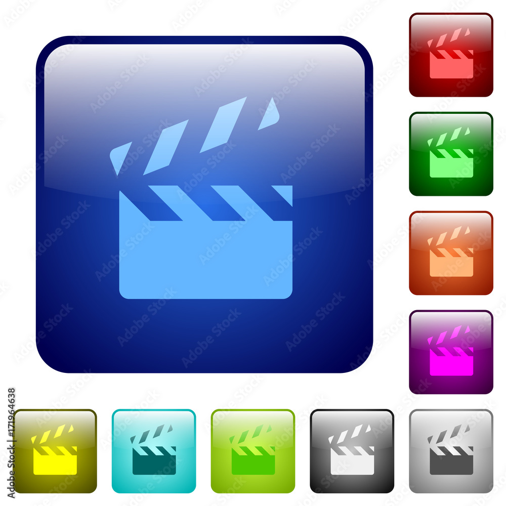 Poster clapperboard color square buttons