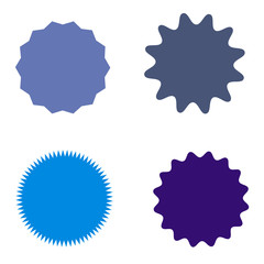 Set of starburst, sunburst badges, labels, stickers. Simple flat style. 