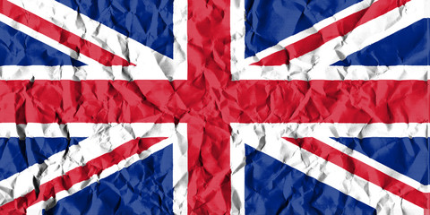 Fototapeta premium United Kingdom Great Britain Crisis Concept: Crumpled Paper UK Flag