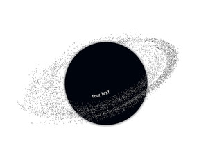 Futuristic black hole with asteroid belt and abstract elements.