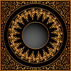 Vintage gold ornament, ornate frame decoration for packaging design